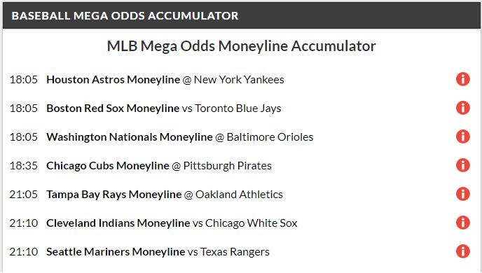 48/1 Mega Odds Accumulator lands on Monday night!