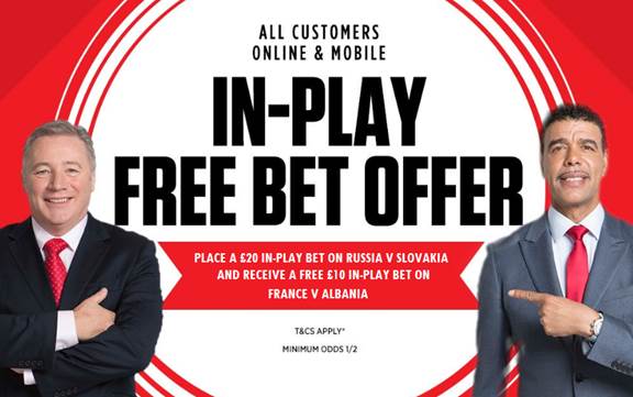 Ladbrokes In Play Existing Customer Offer - Euro 2016