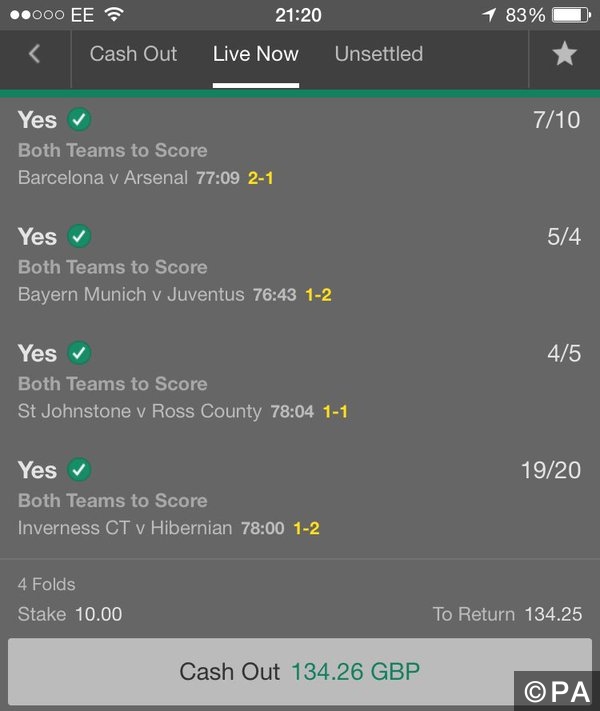 12/1 Both Teams To Score Accumulator Wins!