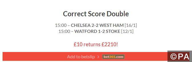 220/1 Correct Score Double Lands!