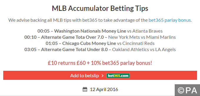 5/1 MLB acca lands - third one so far this season!