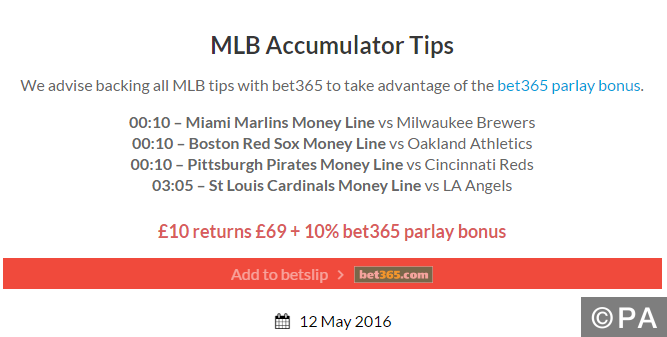 6/1 MLB Accumulator Wins!