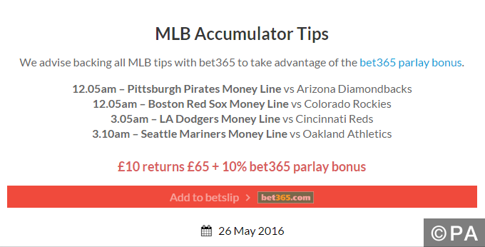 6/1 Wednesday night MLB accumulator win!