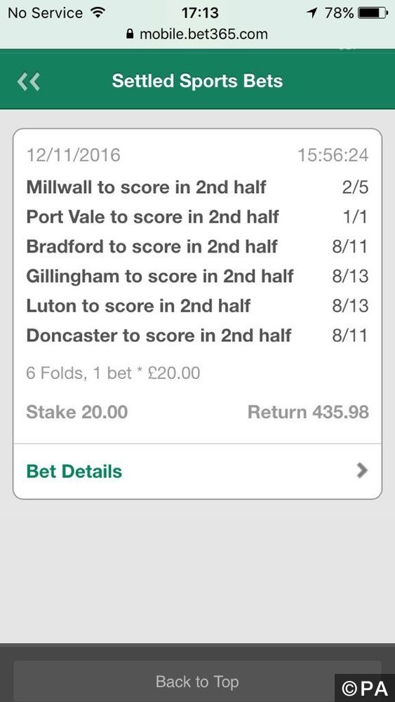 25/1 Half-Time Accumulator Lands!