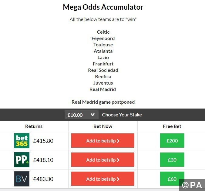 47/1 Mega Odds Accumulator lands on Sunday night!
