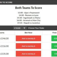 14/1 Both Teams to Score accumulator lands on Sunday!