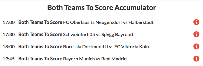 4/1 Both Teams to Score Accumulator lands!