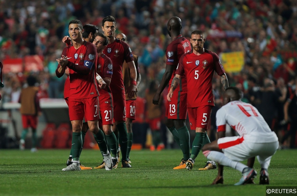 Portugal celebrating their win over Switzerland in World Cup 2018 qualifying