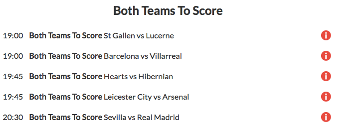 8/1 BTTS Accumulator lands on Wednesday!