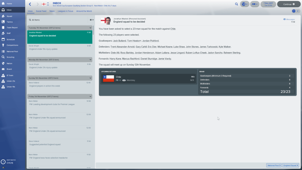 England World Cup football manager