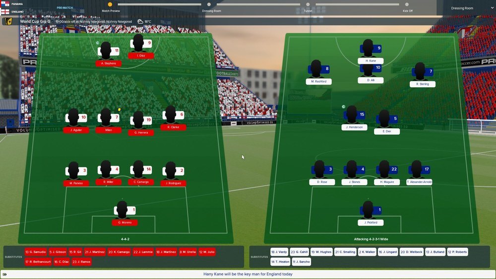 England World Cup Football Manager 2018