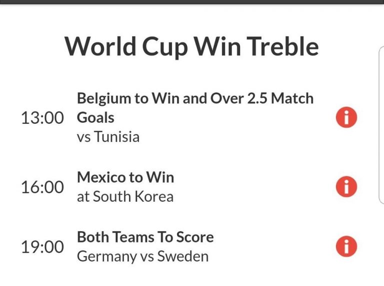 6/1 World Cup Treble Lands on Saturday!