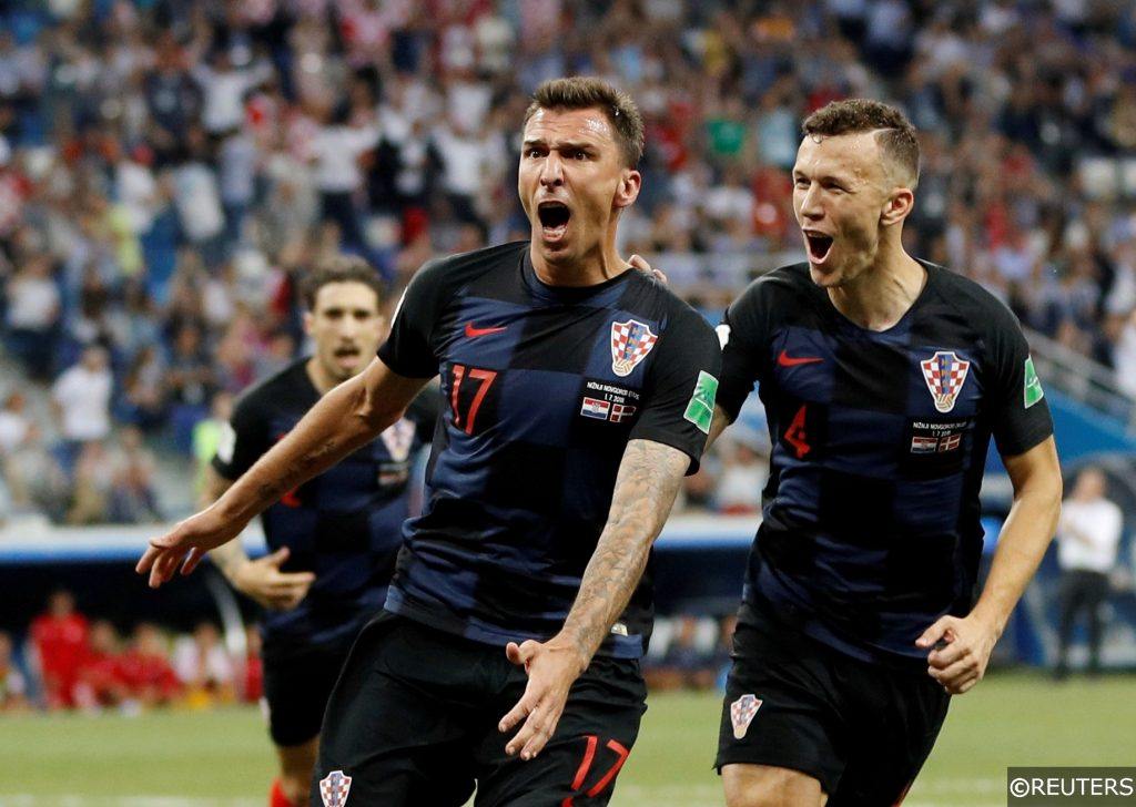 Mario Mandzukic celebrates his goal against Denmark at the 2018 World Cup