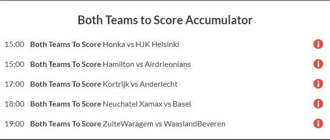 13/1 BTTS Acca lands on Saturday night! Two Accas landed in two days!