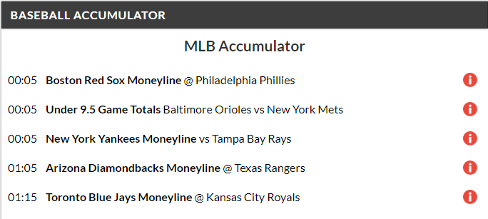 12/1 MLB Accumulator lands on Tuesday night!