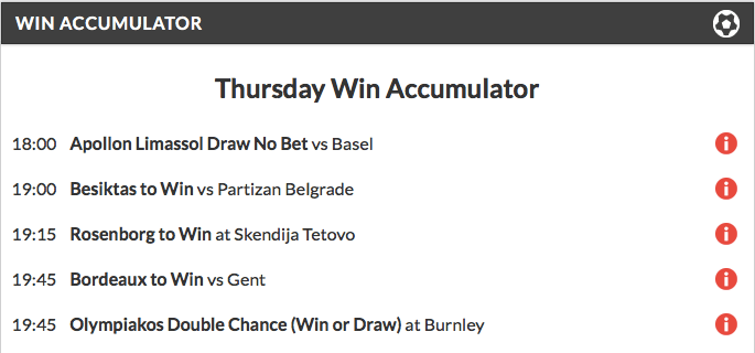 18/1 Win Accumulator lands on Thursday!