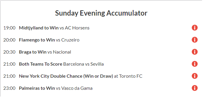 13/1 Evening Acca & 8/1 Overnight Treble land on Sunday!