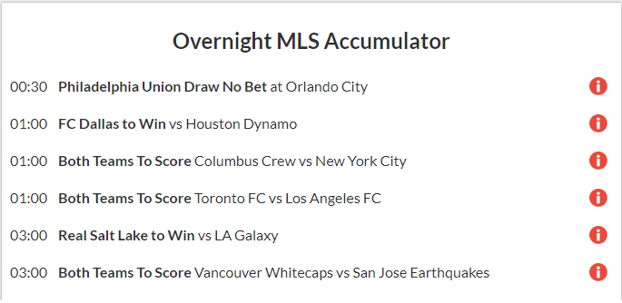 11/1 MLS Accumulator lands on Saturday!