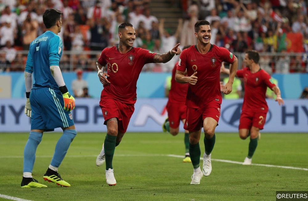 Portugal Celebrate Andre Silva's goal