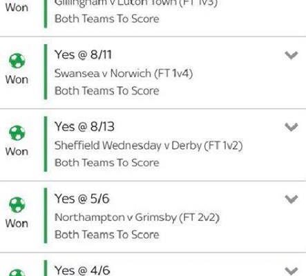 Accumulator BTTS Both Teams to Score Predictions