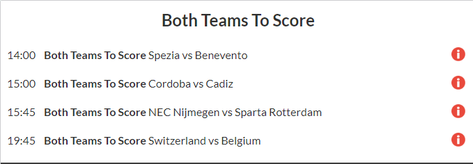 8/1 Both Teams to Score Accumulator lands on Sunday Night!