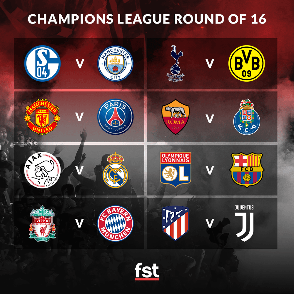 last 16 of champions league 2018