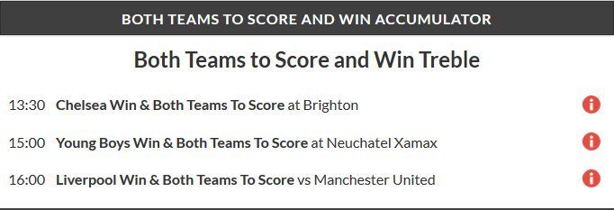 26/1 BTTS+Win Treble Lands on Sunday Night!