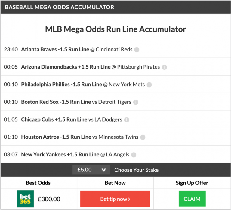 59/1 MLB Mega, 12/1 MLB Acca & MLB Double land on Wednesday Night!