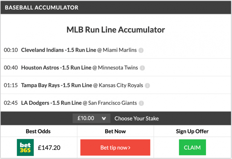 8/1 MLB Accumulator comes in on Tuesday night!