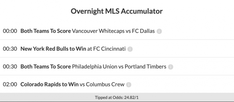 24/1 MLS Accumulator lands on Saturday night!