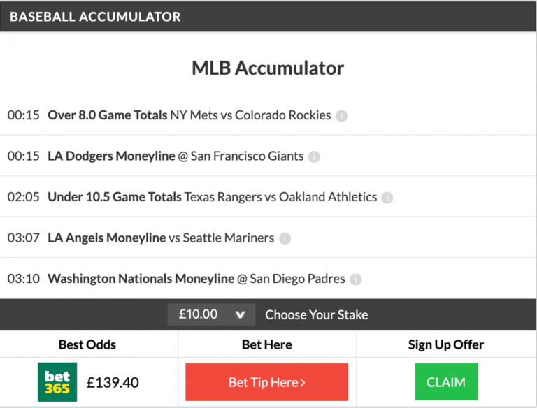 7/1 MLB Accumulator + Double land on Saturday Night!