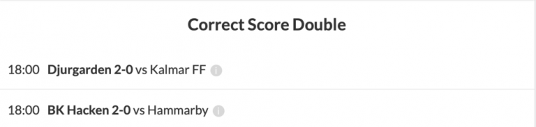 91/1 Correct Score Double lands on Monday night!