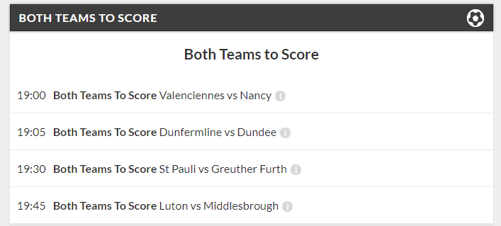 10/1 Both Teams to Score Acca lands on Friday night!