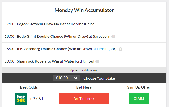 8/1 Win Accumulator and Daily Treble land on Monday!