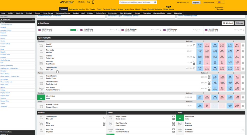 Betfair Exchange Placing a Back Bet