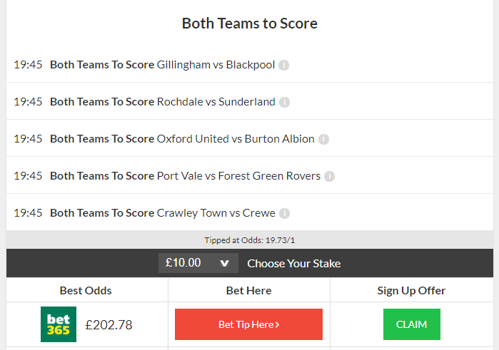 19/1 Both Teams to Score Acca lands on Tuesday!