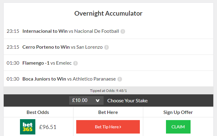 11/1 Overnight Accumulator lands on Wednesday Night!