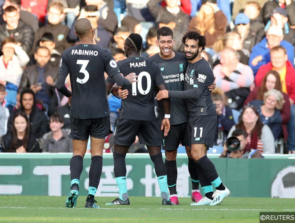 Mane, Salah and Firmino celebrate scoring for Liverpool