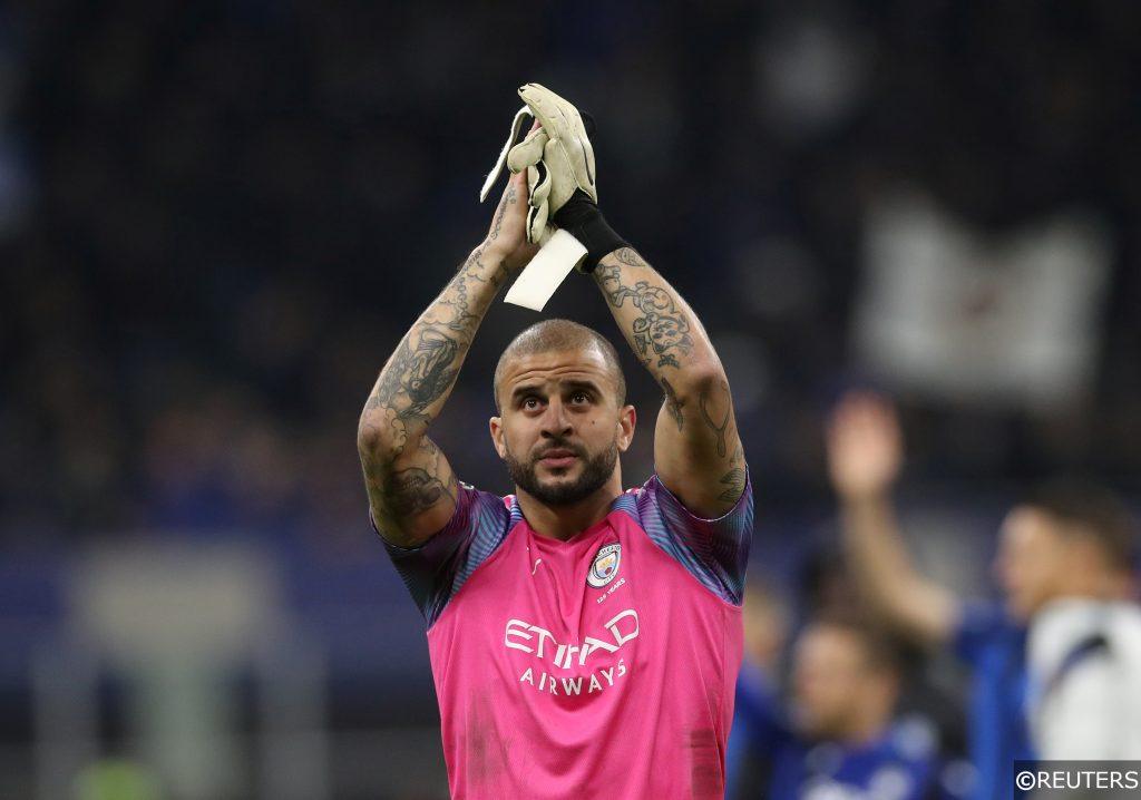 Kyle Walker applauds fans after Champions League game against Atalanta