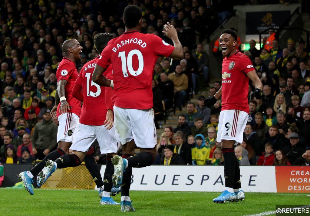 Manchester United's Anthony Martial and Marcus Rashford