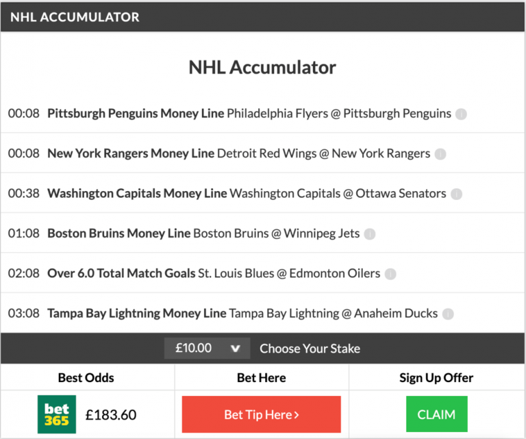 8/1 NHL Accumulator Lands On Friday Night! 3rd Acca Winner in 3 Days!