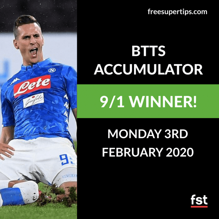 9/1 Both Teams to Score Acca lands on Monday night!