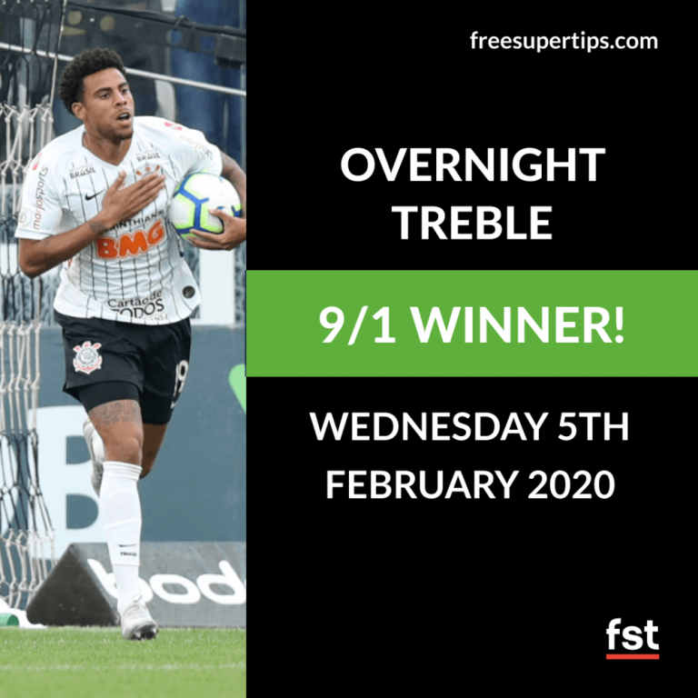 9/1 Overnight Treble lands on Wednesday night!