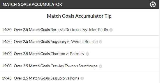 10/1 Match Goals Accumulator Lands On Saturday Night!
