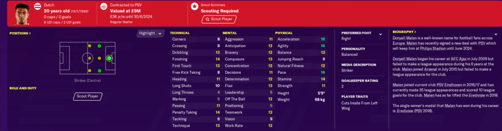 Football Manager 2020 wonderkids strikers