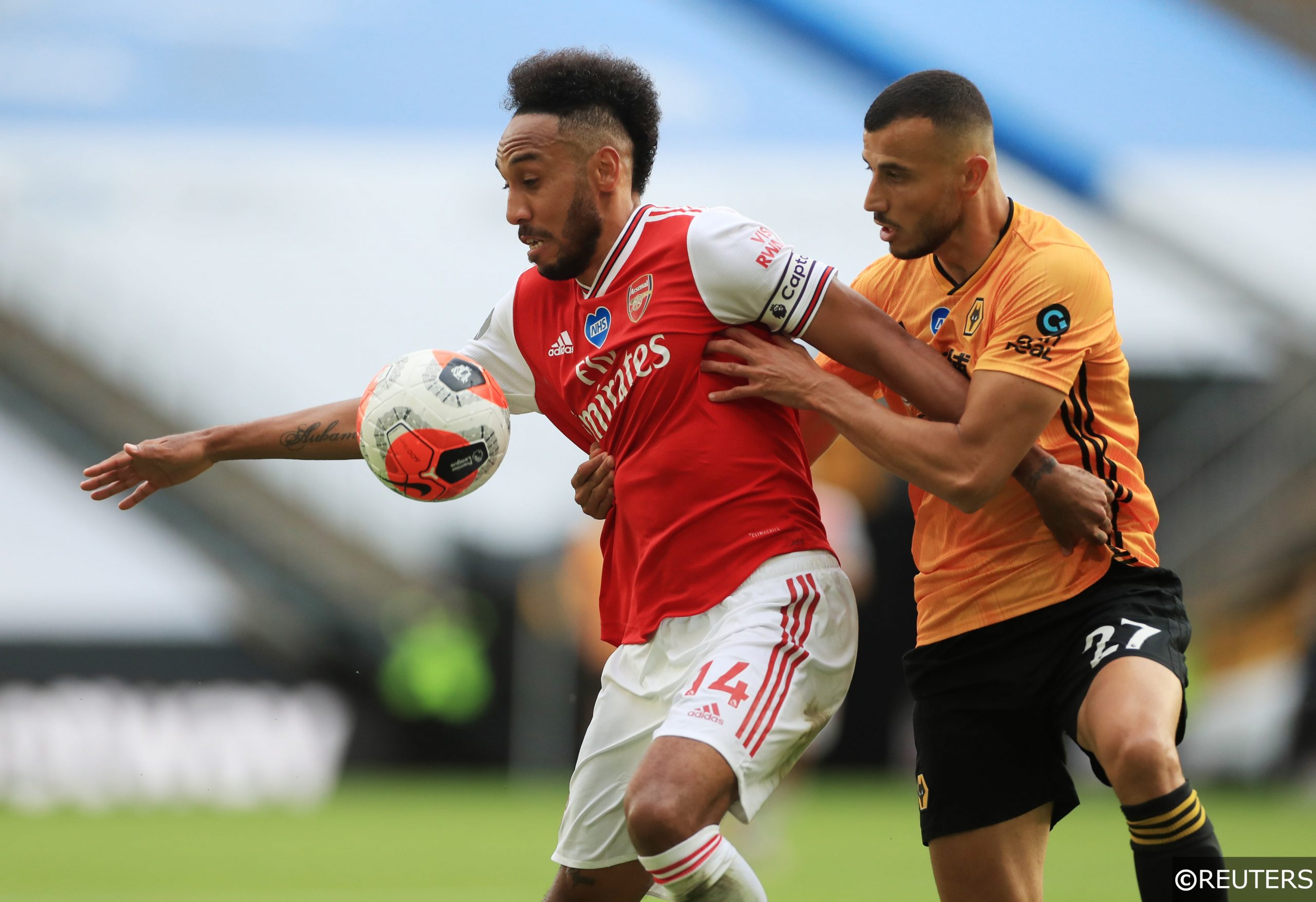 Arsenal Aubameyang and Wolves Saiss