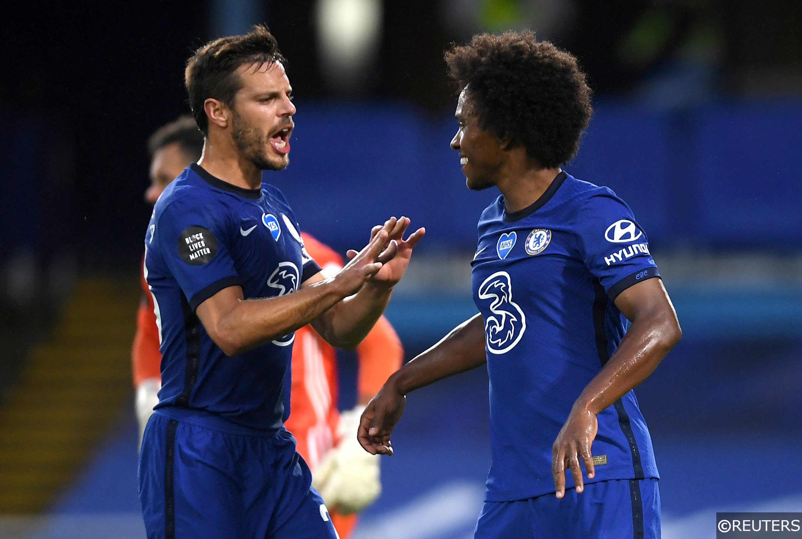 Chelsea defender Azpilicueta and forward Willian