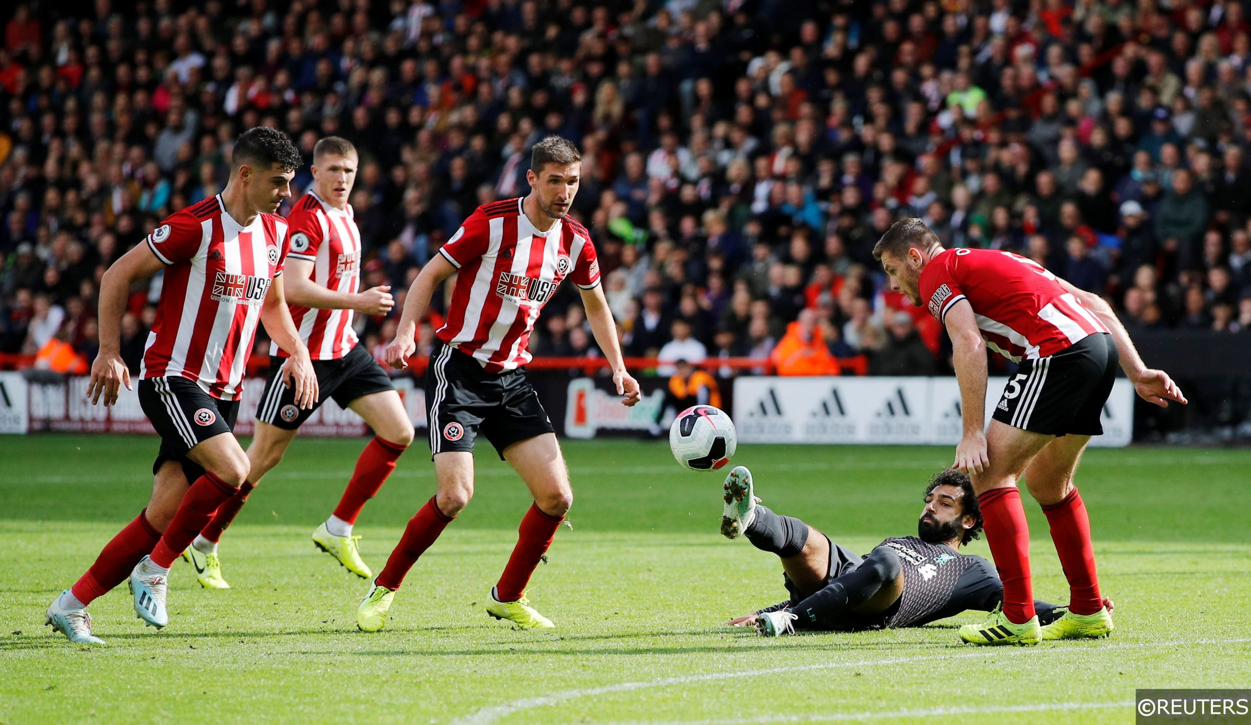 Sheffield United players against Liverpool