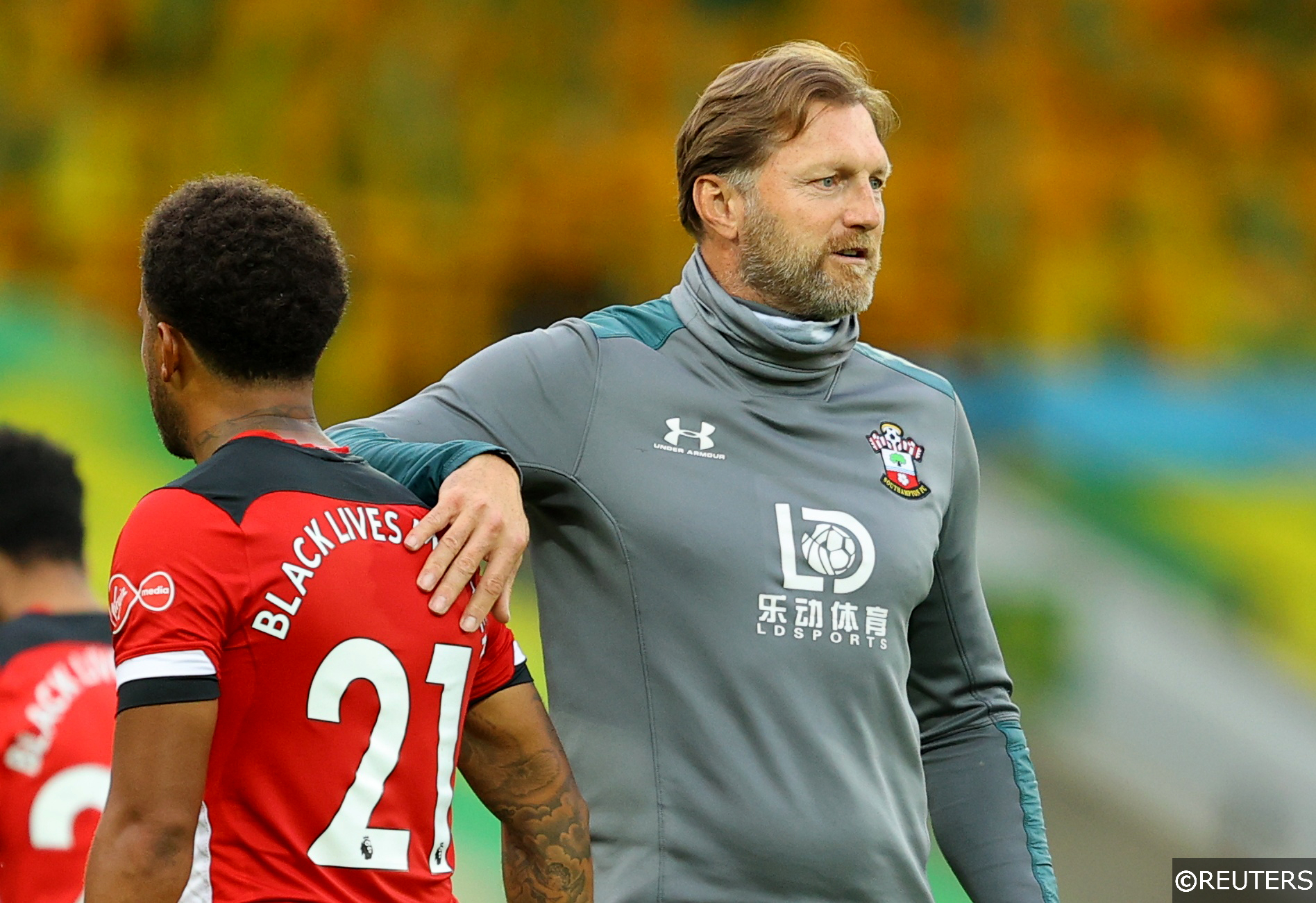 Southampton manager Ralph Hasenhuttl and defender Ryan Bertrand