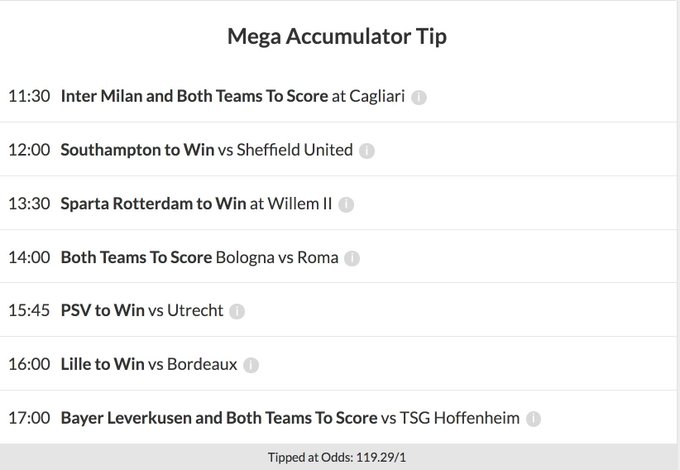 mega odds acca win 119/1